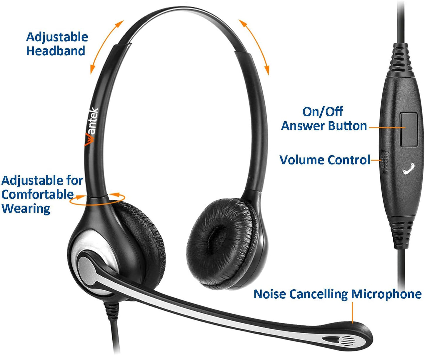 Binaurales Headset mit Noise Cancelling Mikrofon, 3.5mm (Binaural)