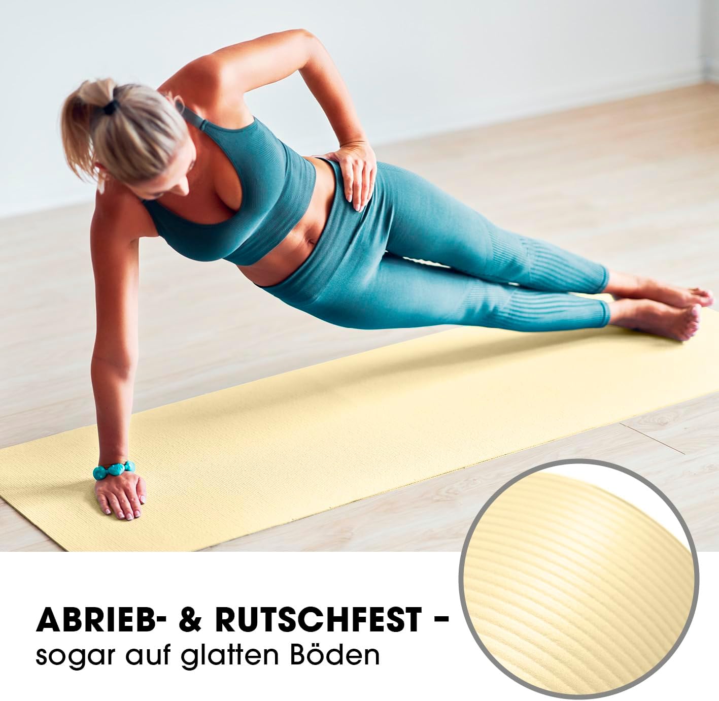 Fitnessmatte Jivan, 183 x 61 x 2 cm Creme