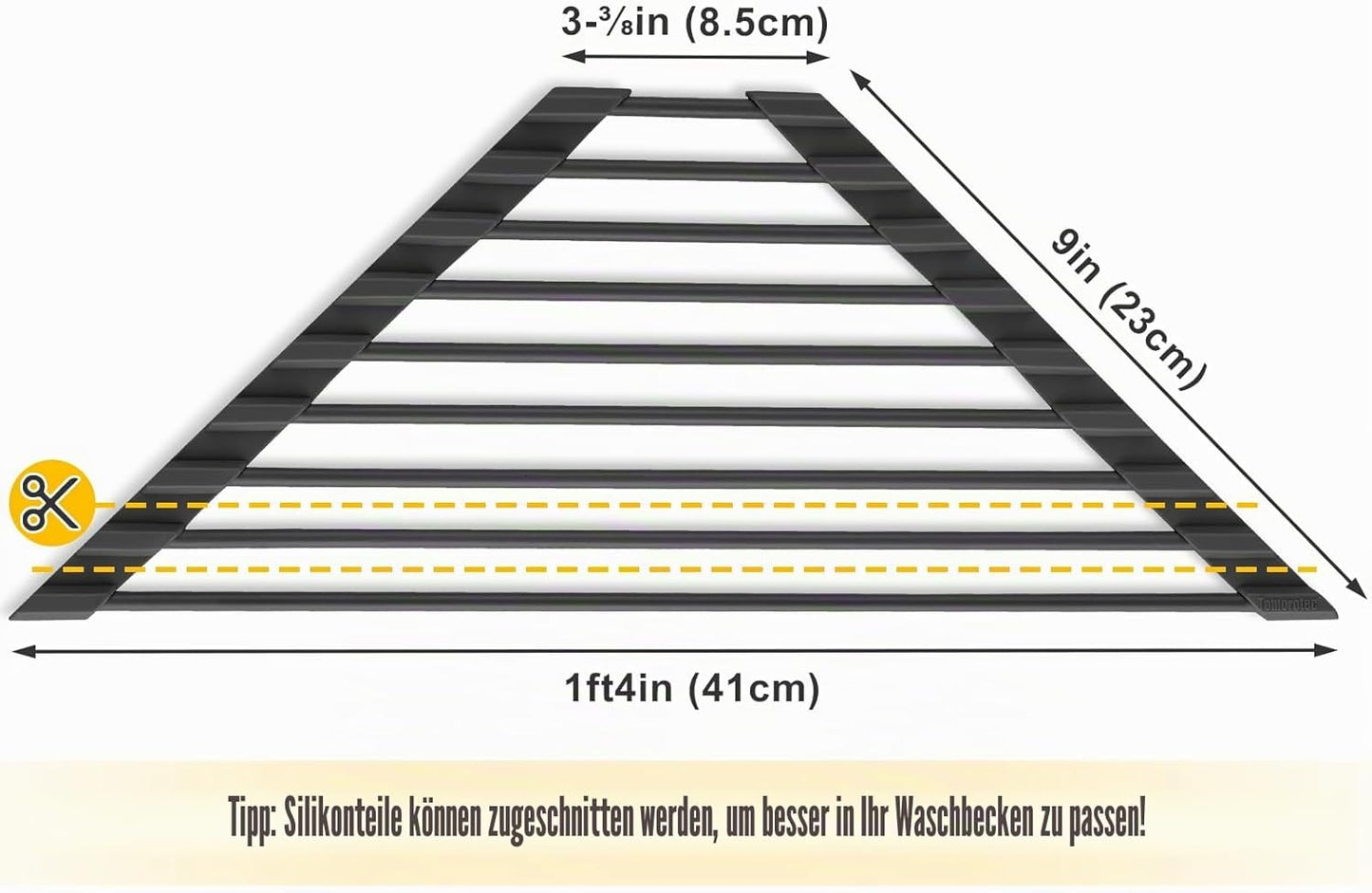 Dreieckiges Abtropfgestell für Spülbeckenecken, Schwarz