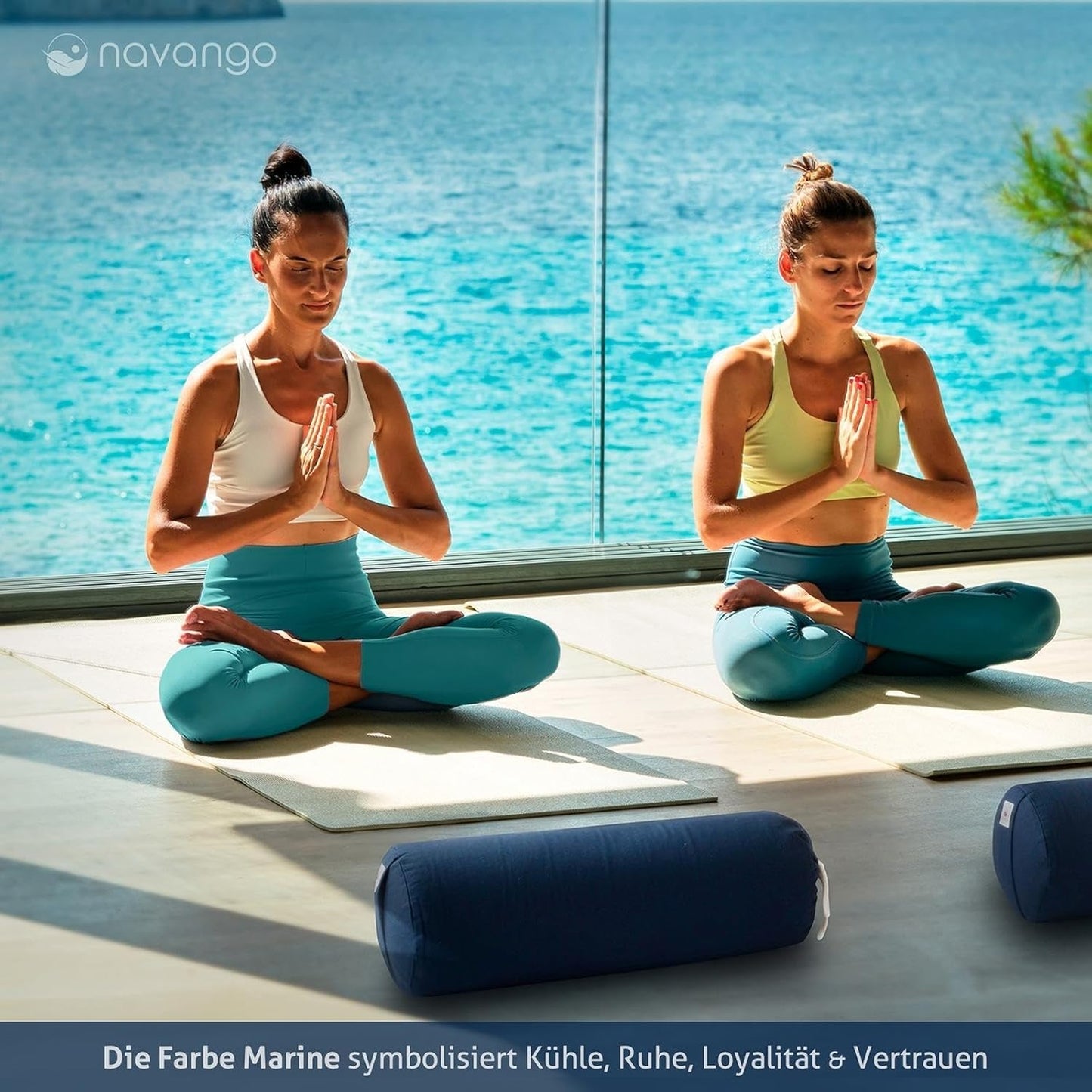 Yoga Bolster mit Dinkelspelzfüllung, Marineblau