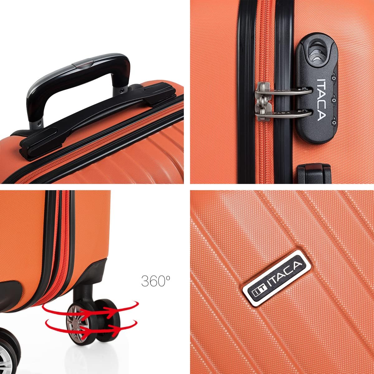 Handgepäck Koffer mit Beautycase, Mandarine / 55 cm + 35 cm