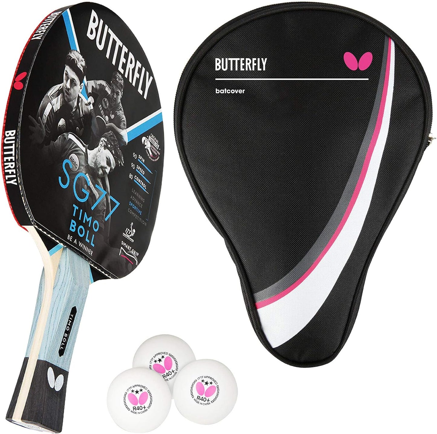 Timo Boll SG77 Set, Bundle mit Case DC1 & 3 Bälle