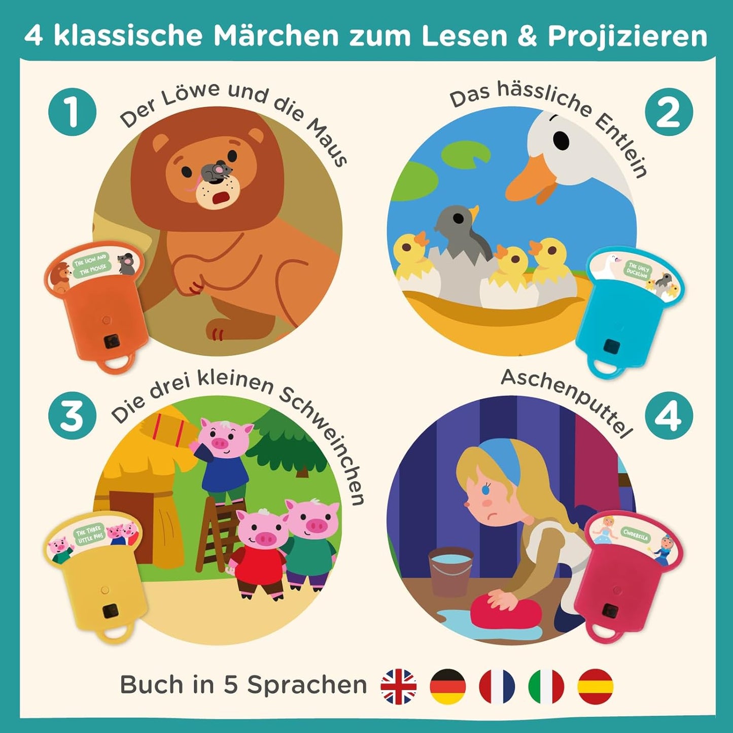 Interaktives Märchenbuch mit Projektor-Taschenlampe