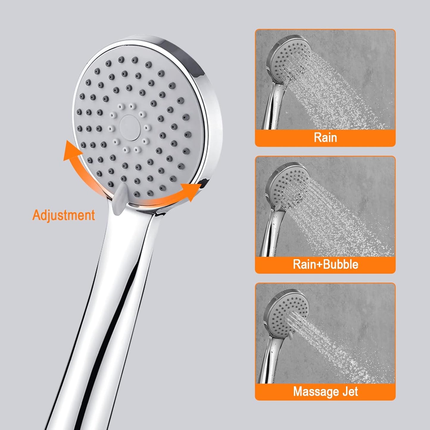 Duschstange mit verstellbarem Duschkopf und Halterung, M20903-1, Mit Dusche (ohne Perforation)
