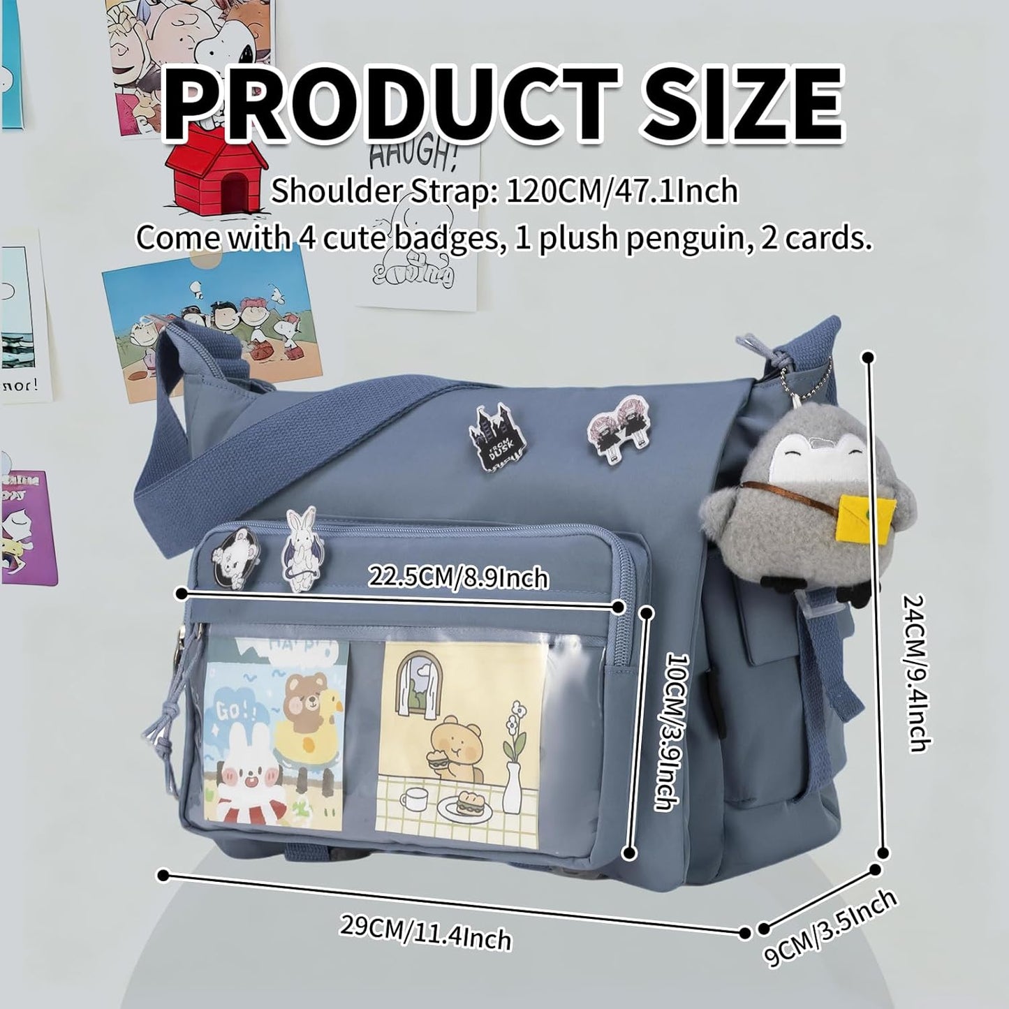 Umhängetasche mit Accessoires, Für Laptop-blau