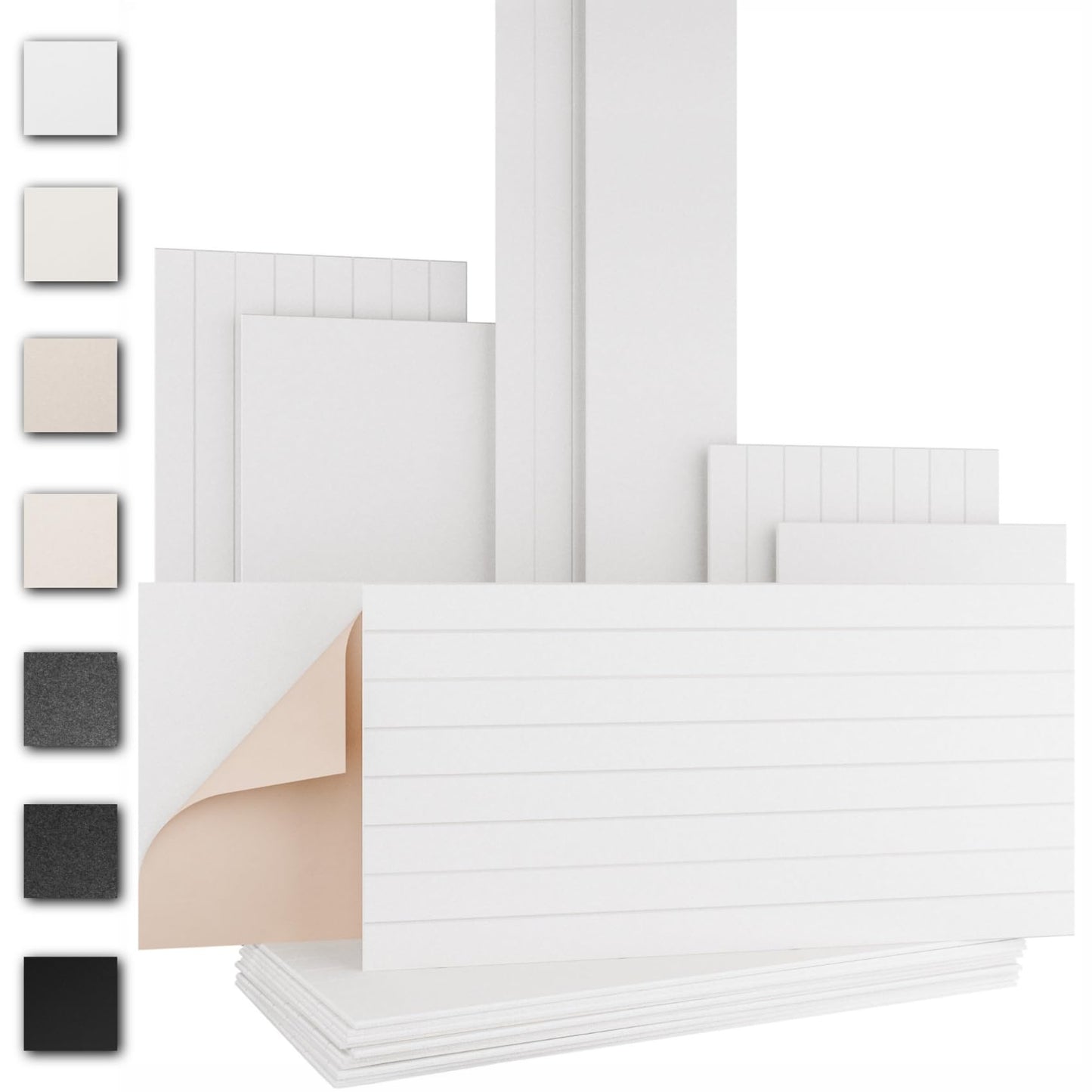 Selbstklebendes Schallschutzplatten Set in Lamellenoptik, Standard - Weiss Lamelle - 120x60cm