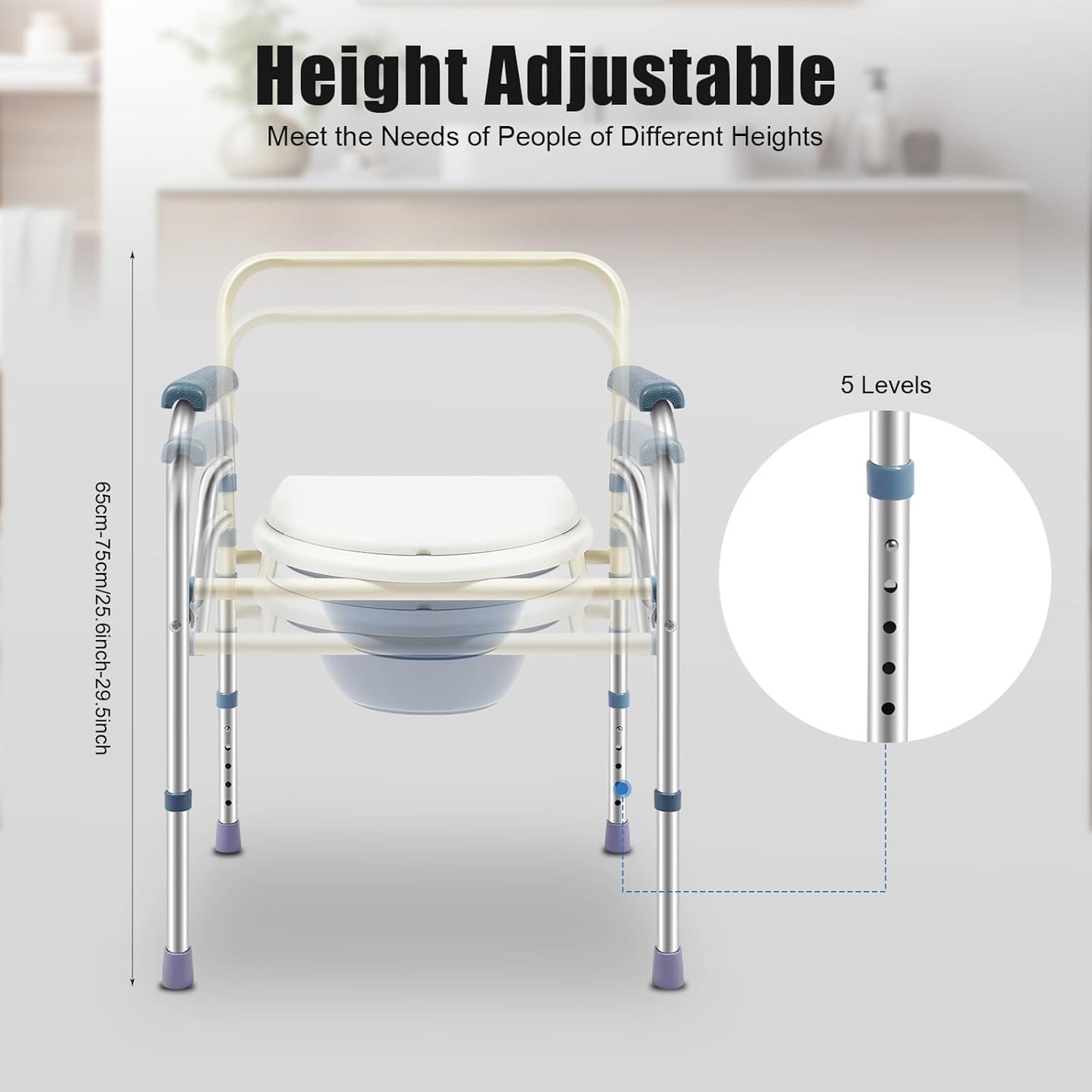 Faltbarer Duschstuhl mit Toilettensitz