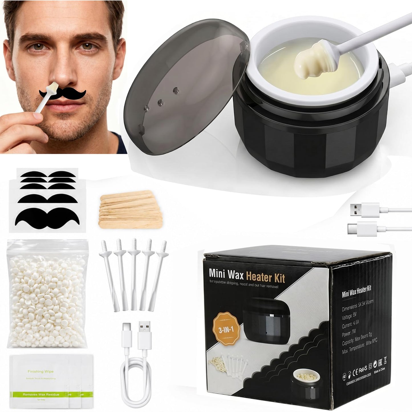 Nasenhaar Waxing Set mit Mini Wax Maschine