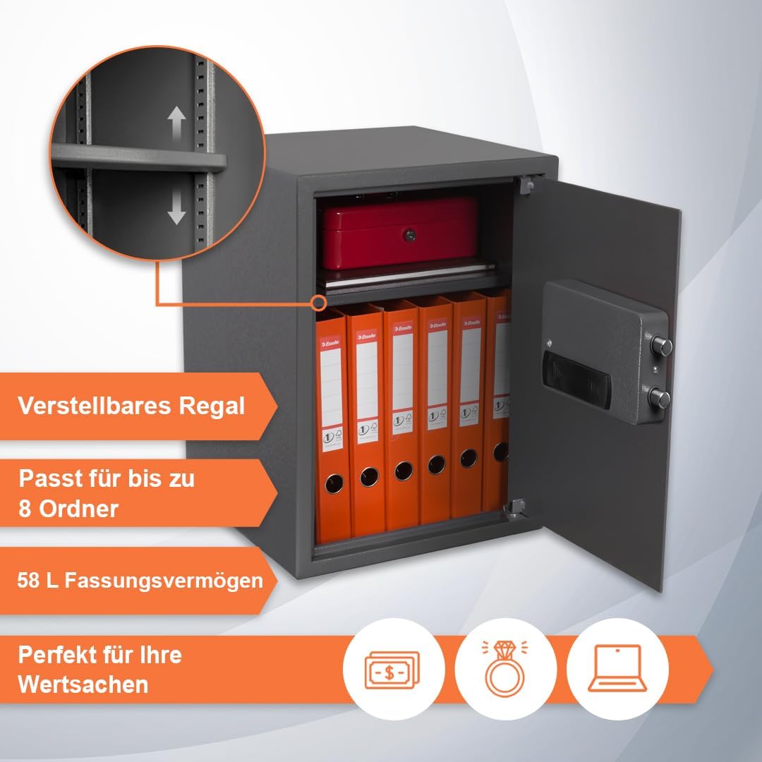 Betriebstresor mit Zahlenschloss und LCD-Display, Business XL (50x35x36cm)