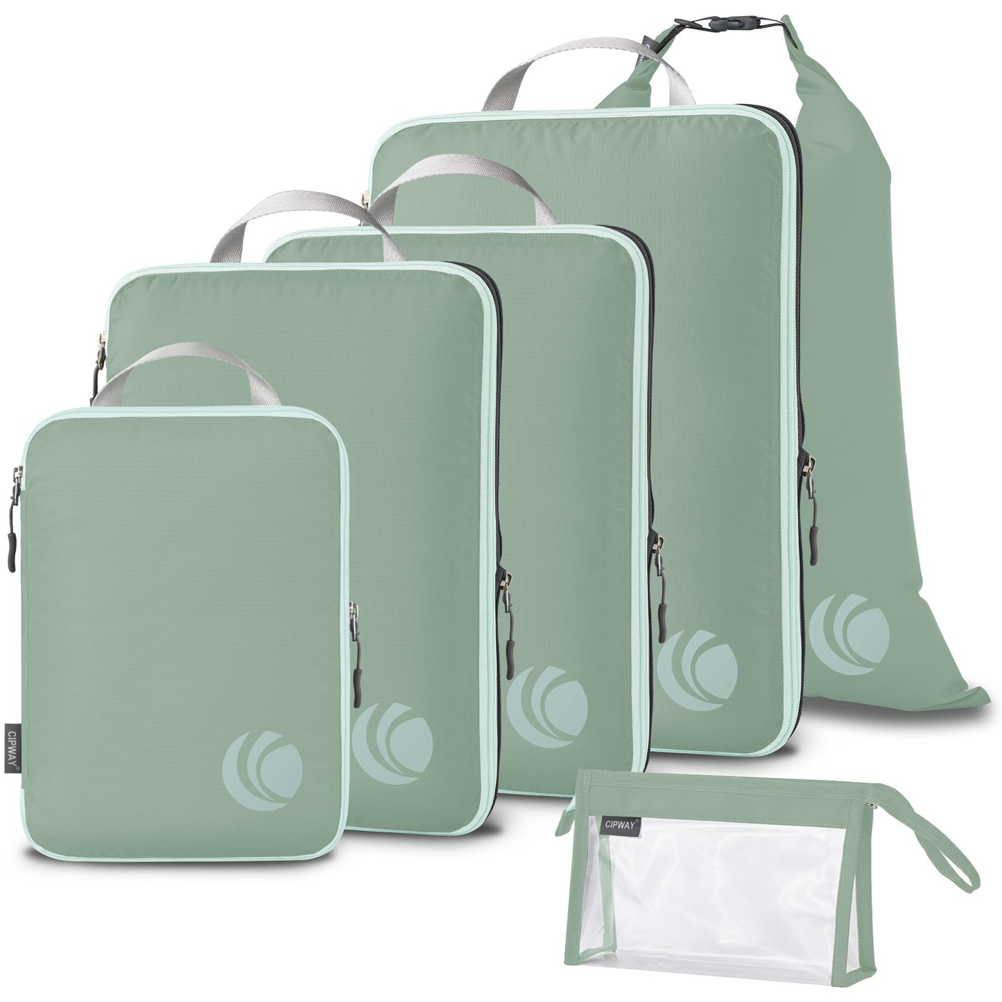 Kompressions-Packwürfel-Set, 6PCS Salbei Grün