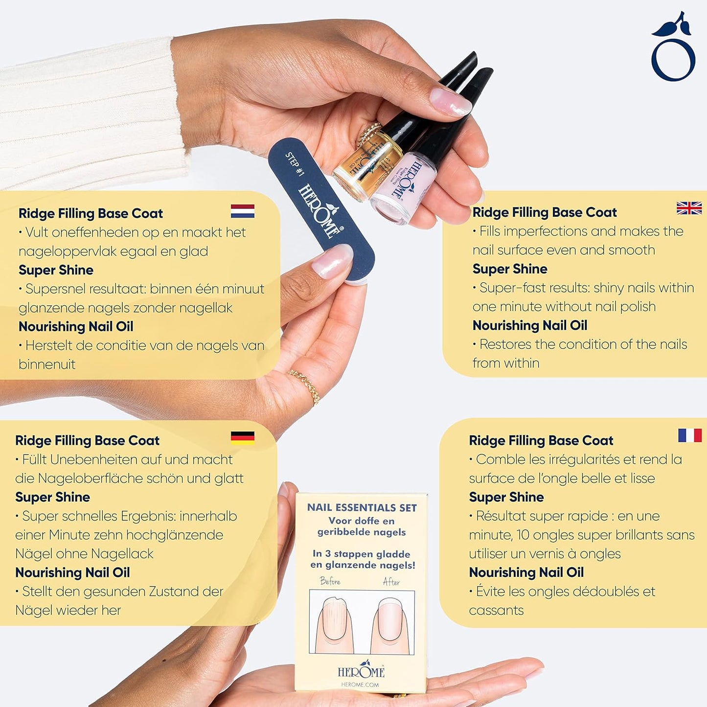 3-in-1 Maniküre Set mit Nagelöl und Rillenfüller, Single
