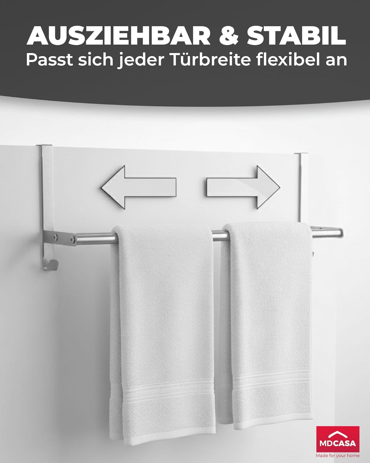Handtuchstange ohne Bohren, verstellbar & kratzsicher, Edelstahl