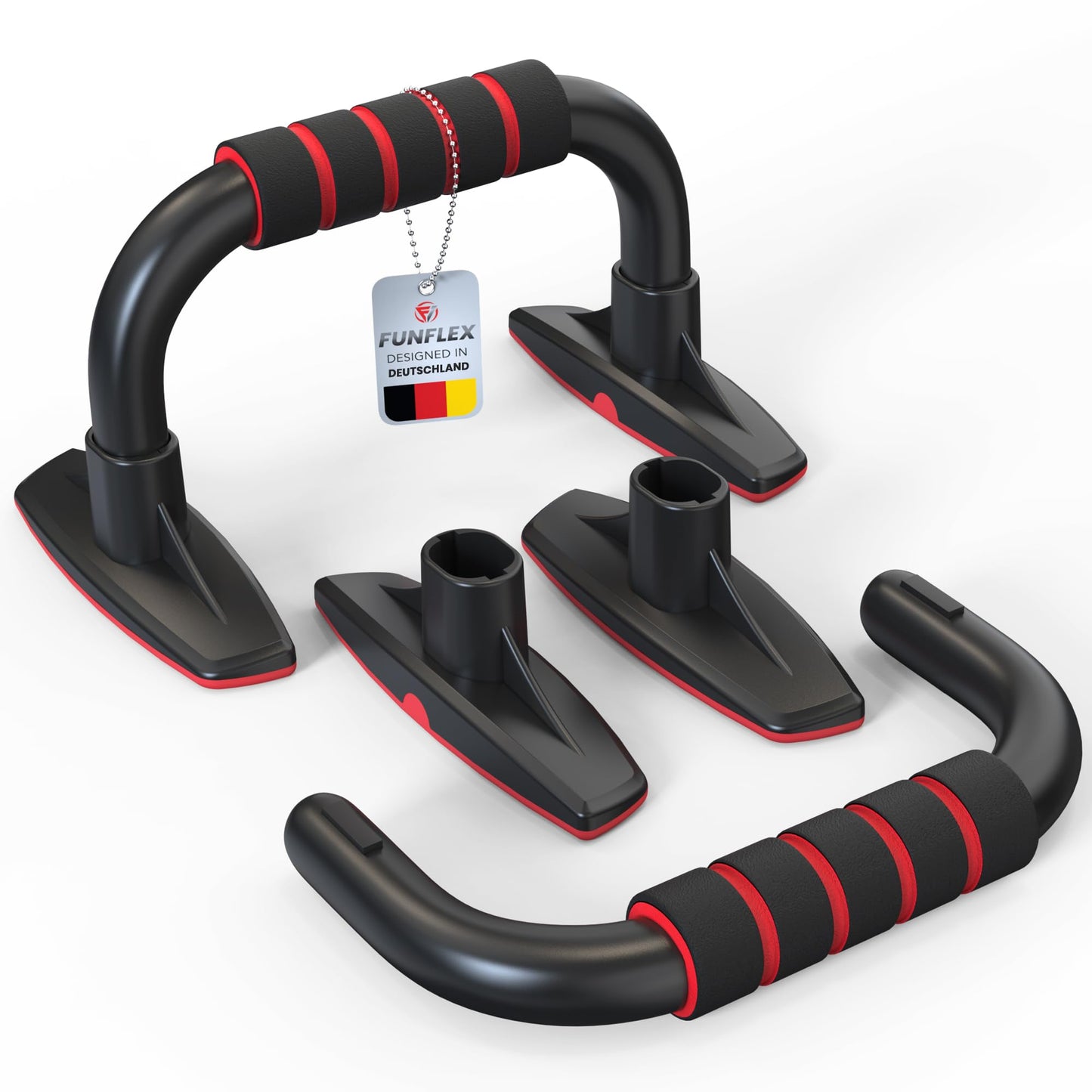 Push-up Bars mit rutschfestem Griff -Liegestützgriffe, Rot