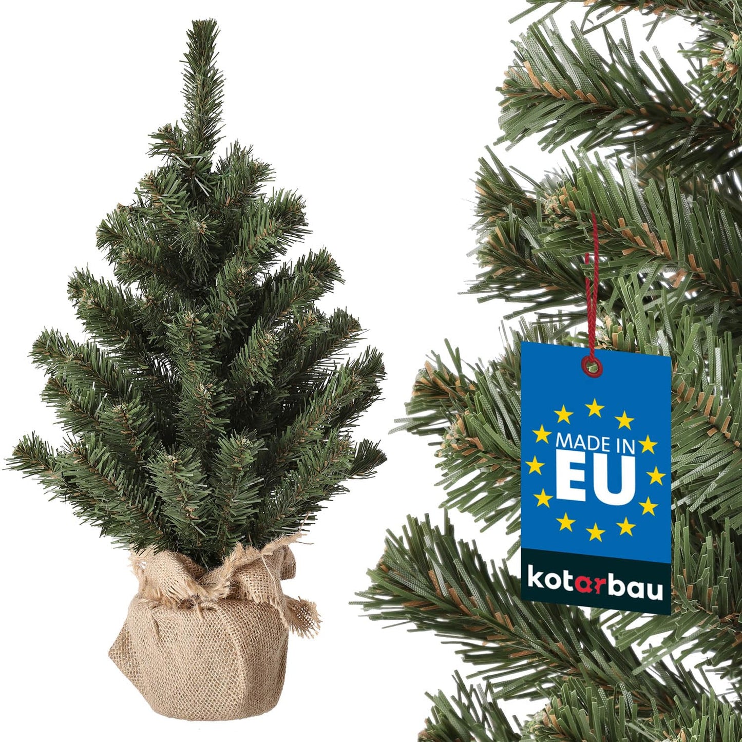 Künstlicher Mini-Weihnachtsbaum mit Juteständer