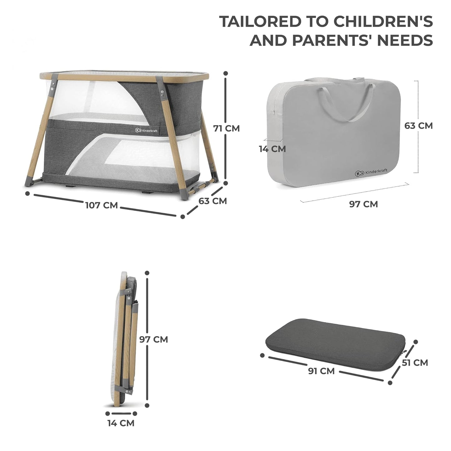 4-in-1 Kinderreisebett mit Laufgitterfunktion Sofi, Single