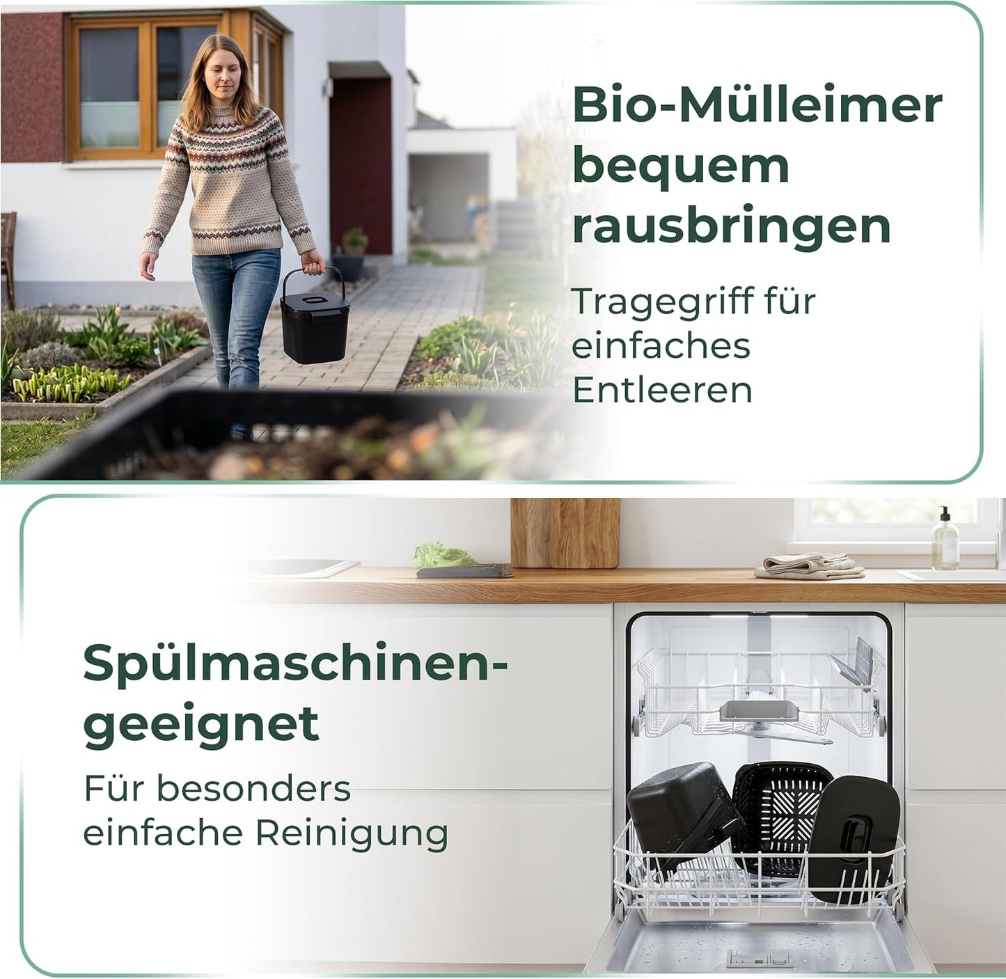 Bio-Tischmülleimer mit Sieb & Klappdeckel, 1