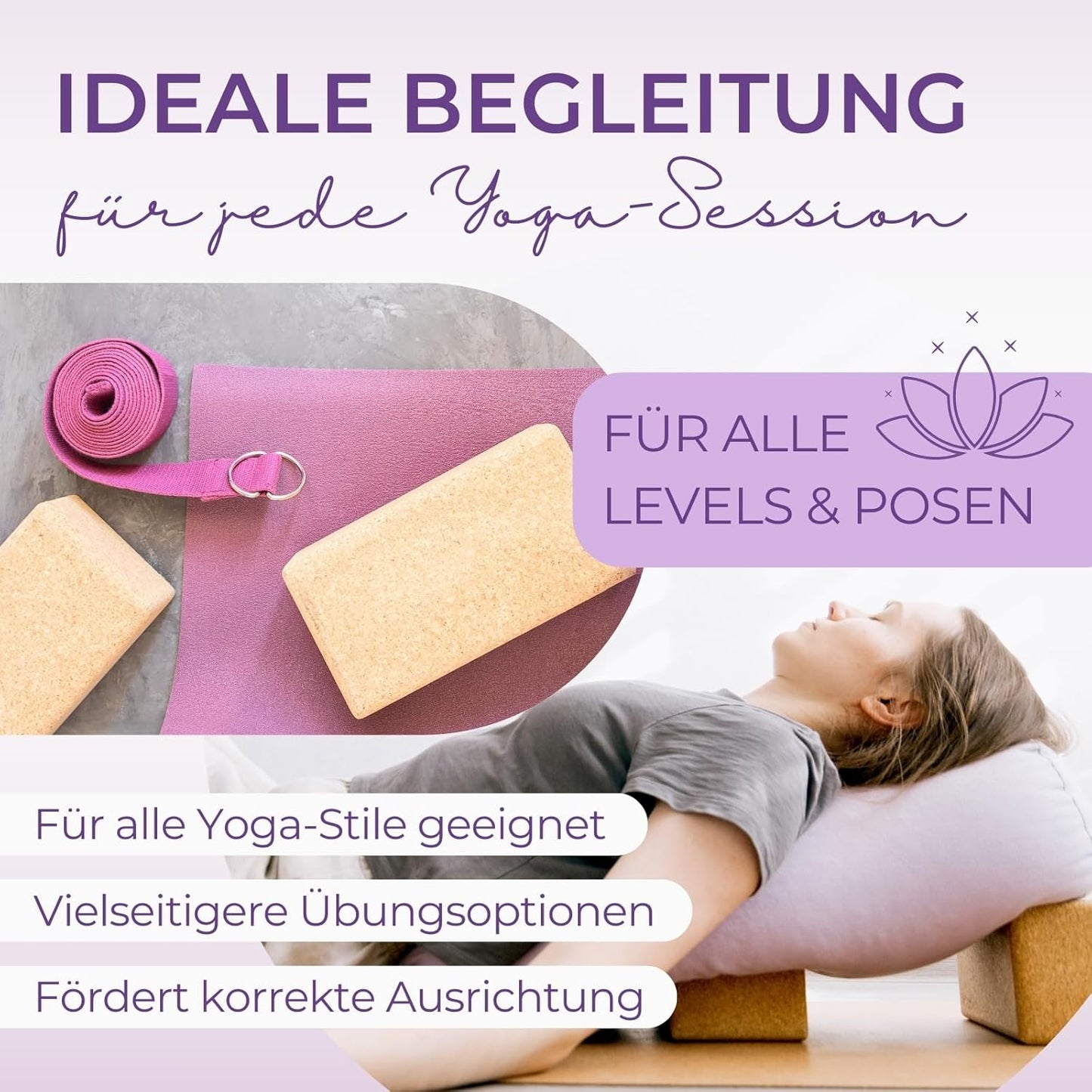 Yoga Block Klassik, Standard - 22,7 x 12,0 x 7,5 cm Einzelpack