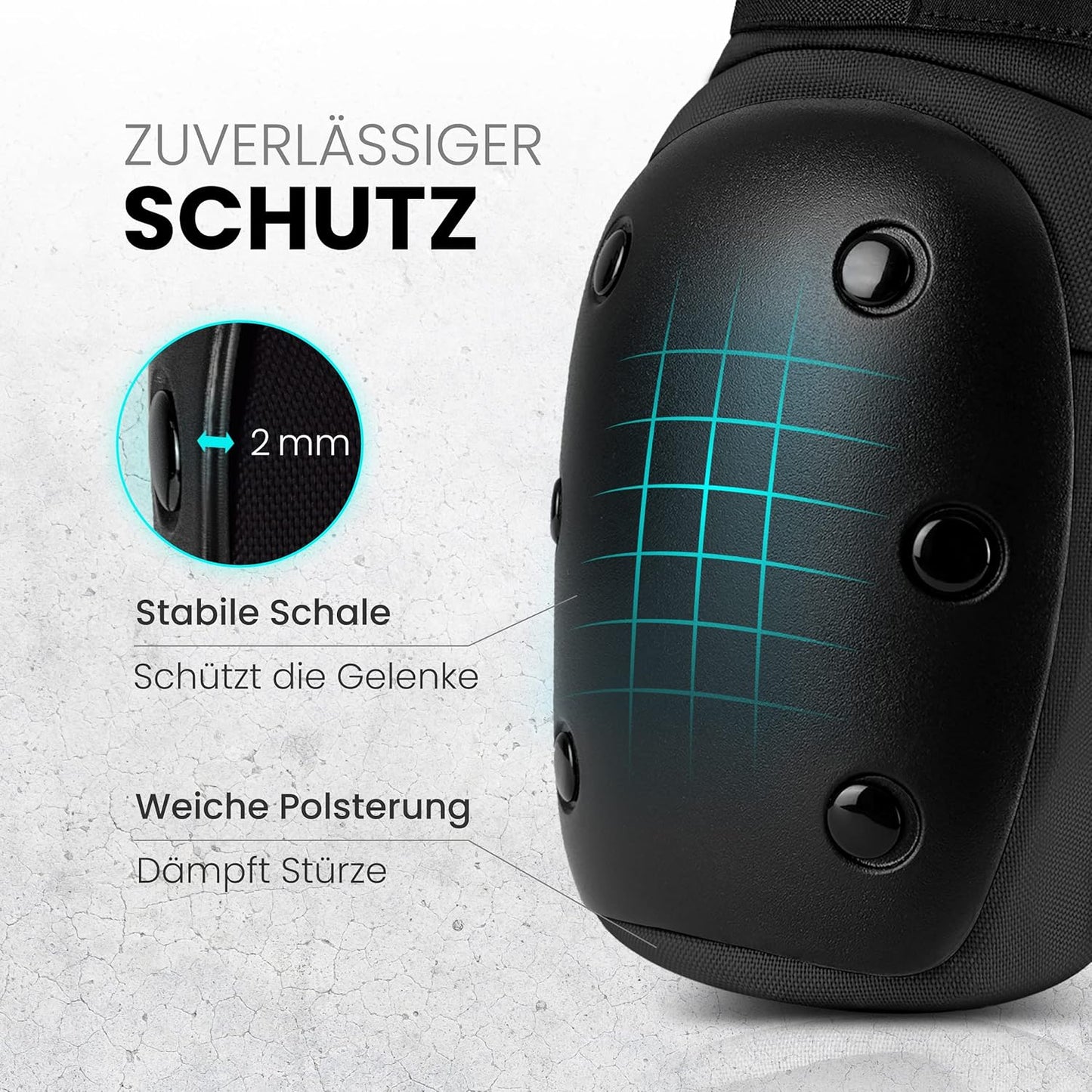 6-teiliges Inliner-Schoner-Set, M - Jugendliche ab 12 Jahren BLACK
