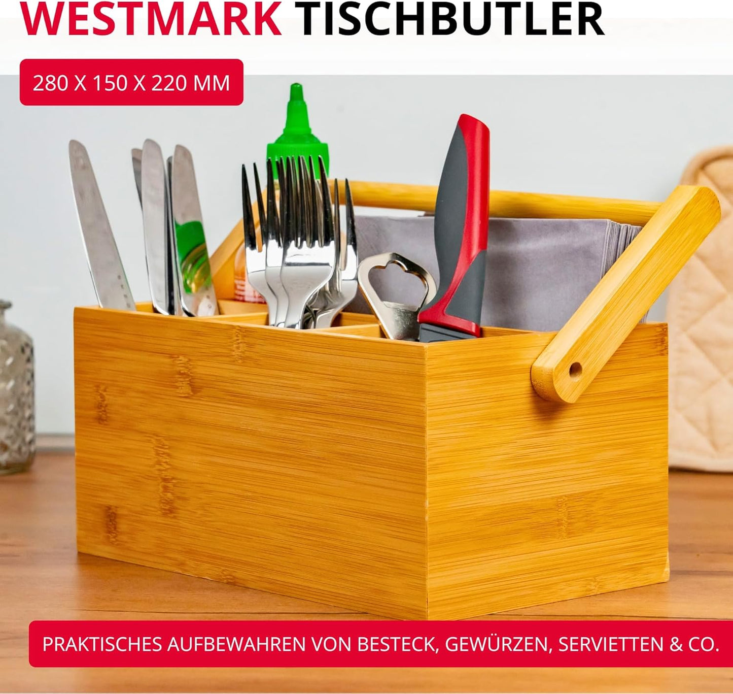 Tischbutler, 4 Fächer