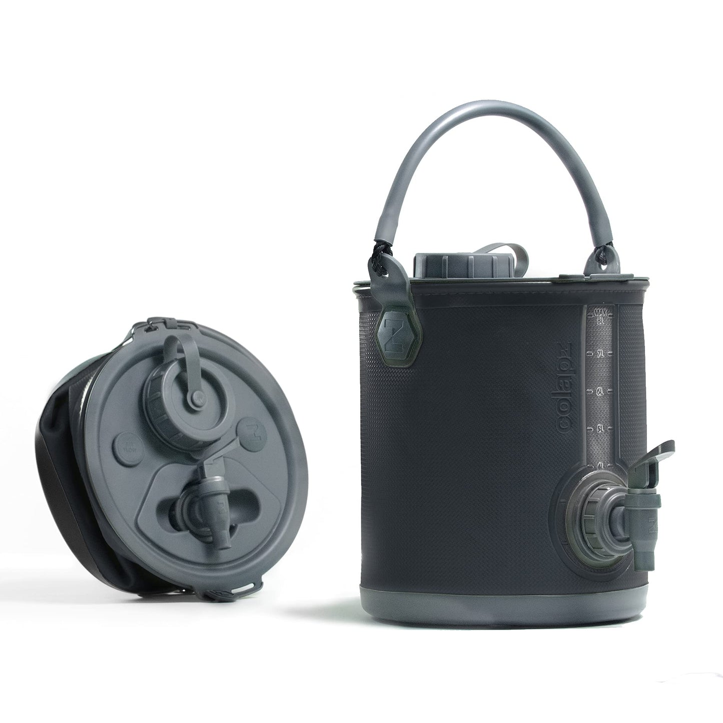 2-in-1 Faltbarer Wasserkanister mit Hahn, 8l, Grau