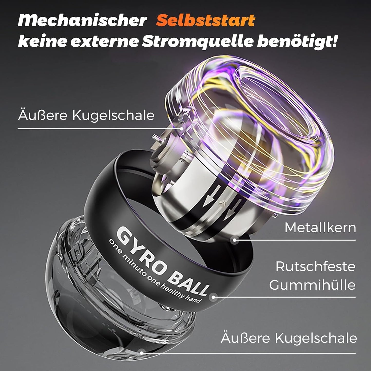 Gyroball Pro Handgelenktrainer, Metallgehäuse