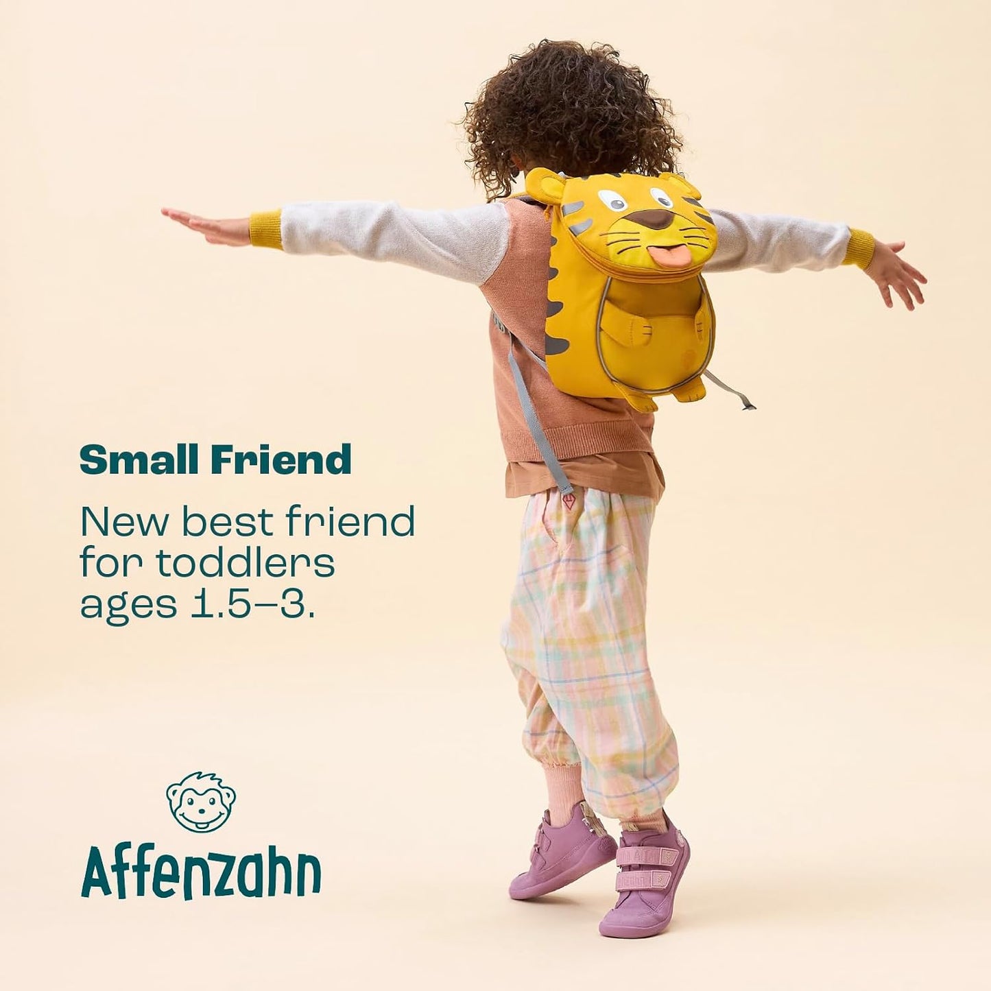 Kinderrucksack Kleiner Freund mit Ergonomie und Reflektoren, Einheitsgrösse Tiger - Gelb