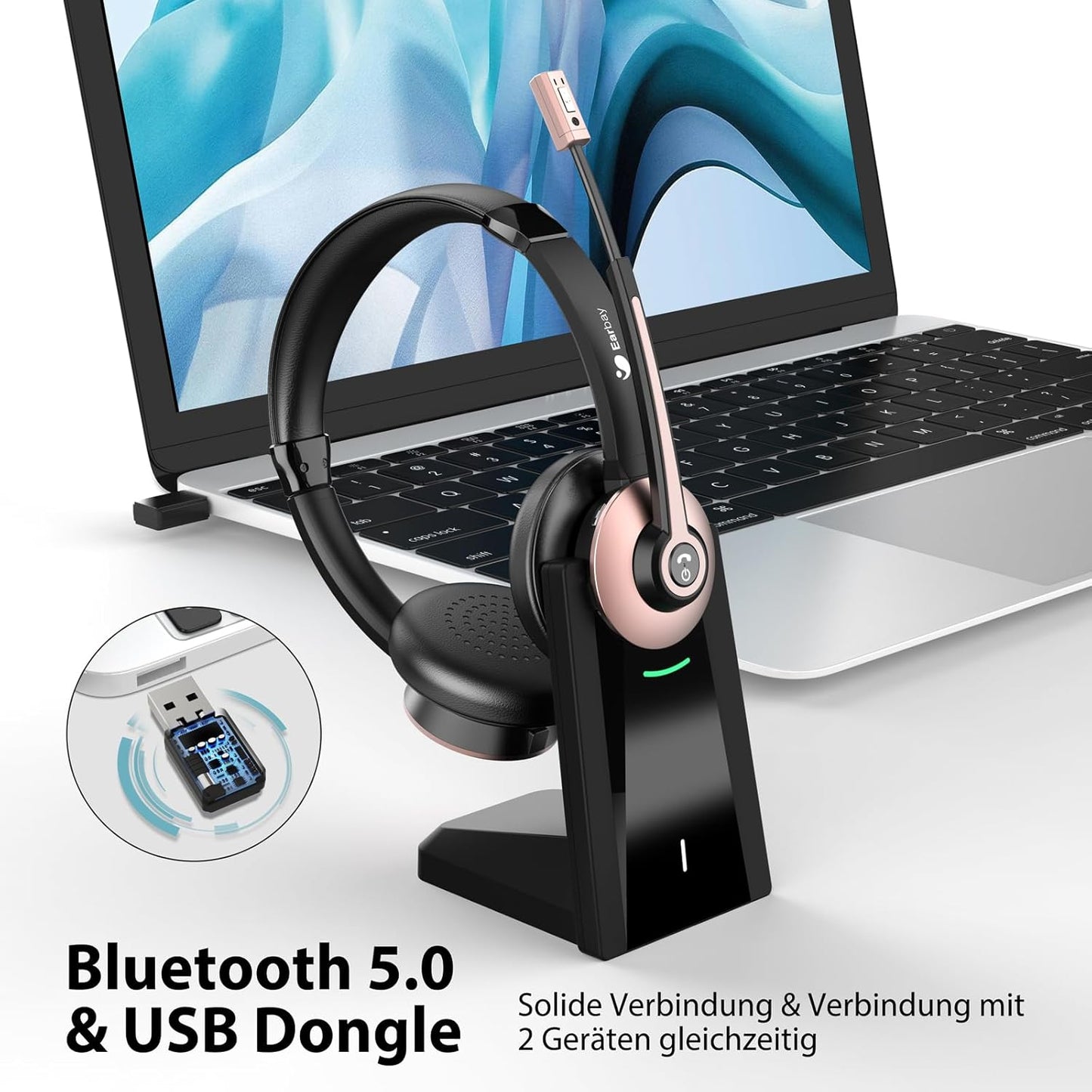 Bluetooth-Headset BT786CD mit Mikrofon & USB-Dongle