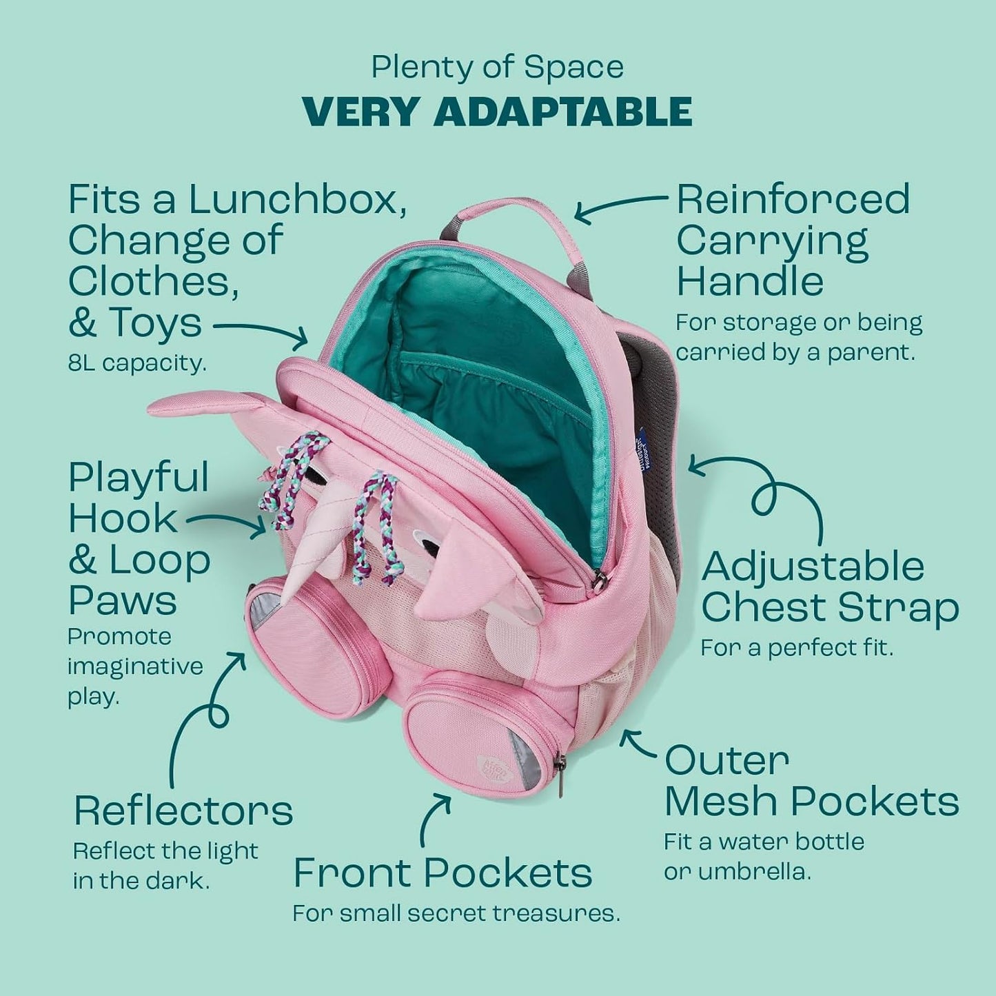 Kinderrucksack Grosser Freund, 8 L Einhorn - Rosa