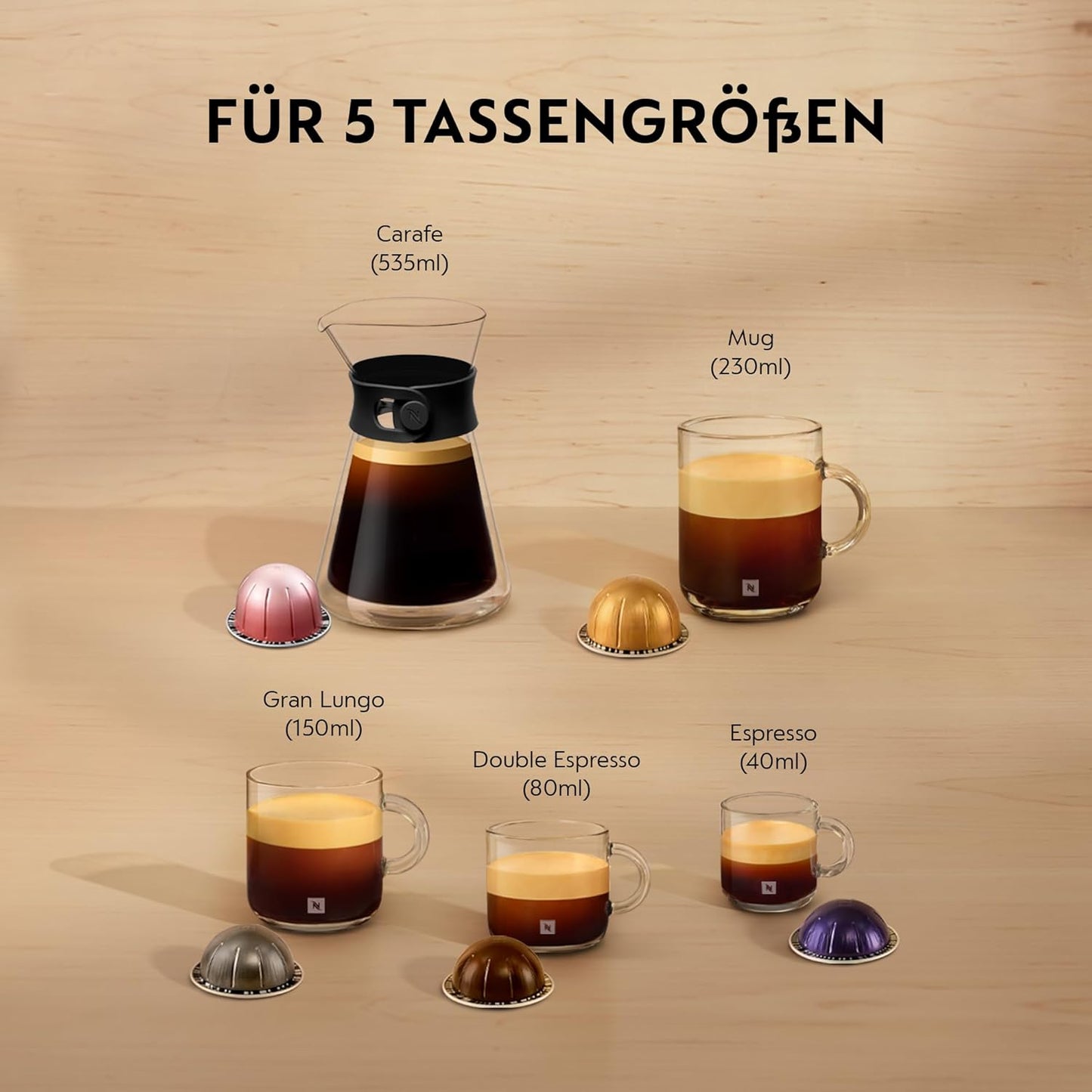 Kaffeekapselmaschine Vertuo Next mit 6 Tassengrössen, ohne Milchaufschäumer