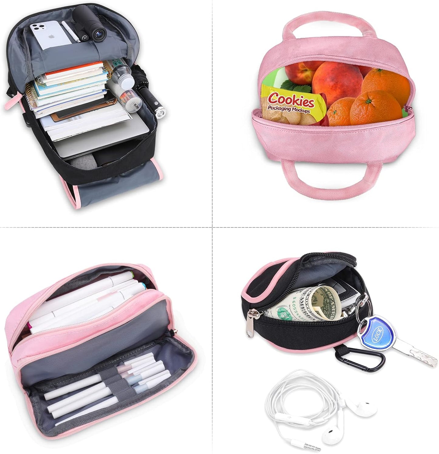 Schulrucksack mit Laptopfach, Rosa