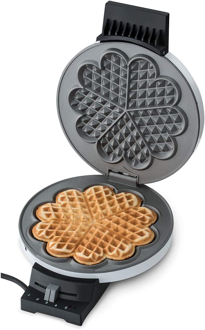 Waffeleisen 181 für Herzwaffeln, Waffelgrösse 16 cm, mit Signalton, Weiss