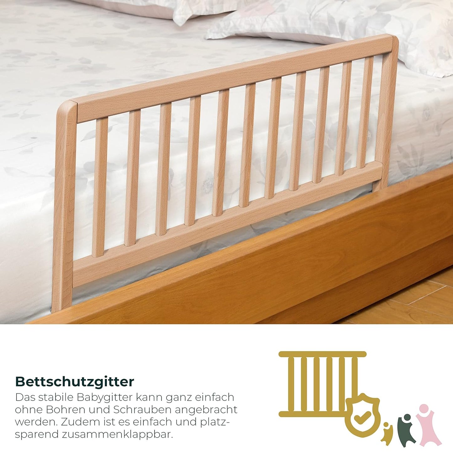 2110 Bettschutzgitter, Natur ; 90 cm (1er Pack)