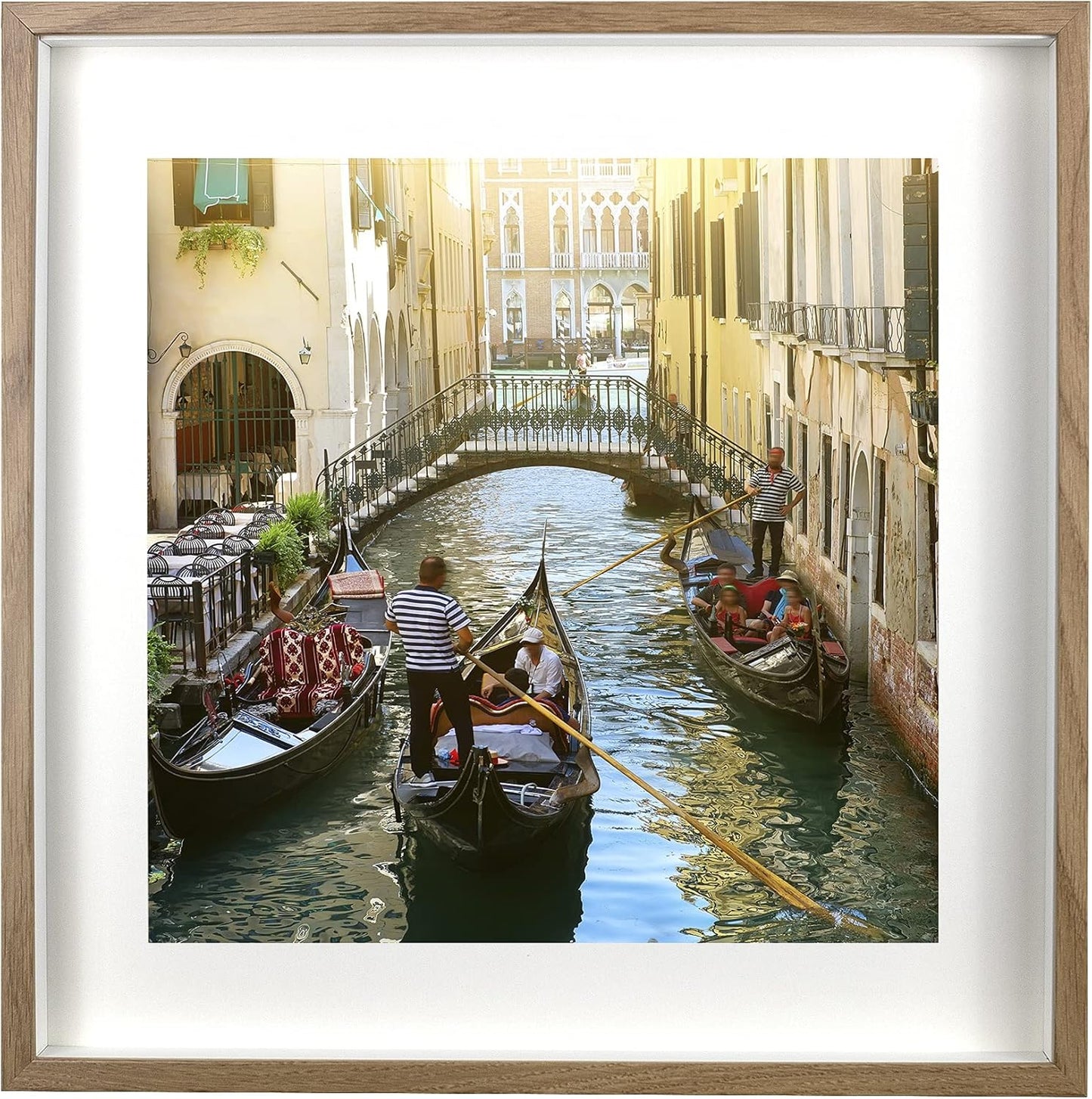 3D Objektrahmen mit Passepartout, 50x50 cm - 40x40 cm Eiche