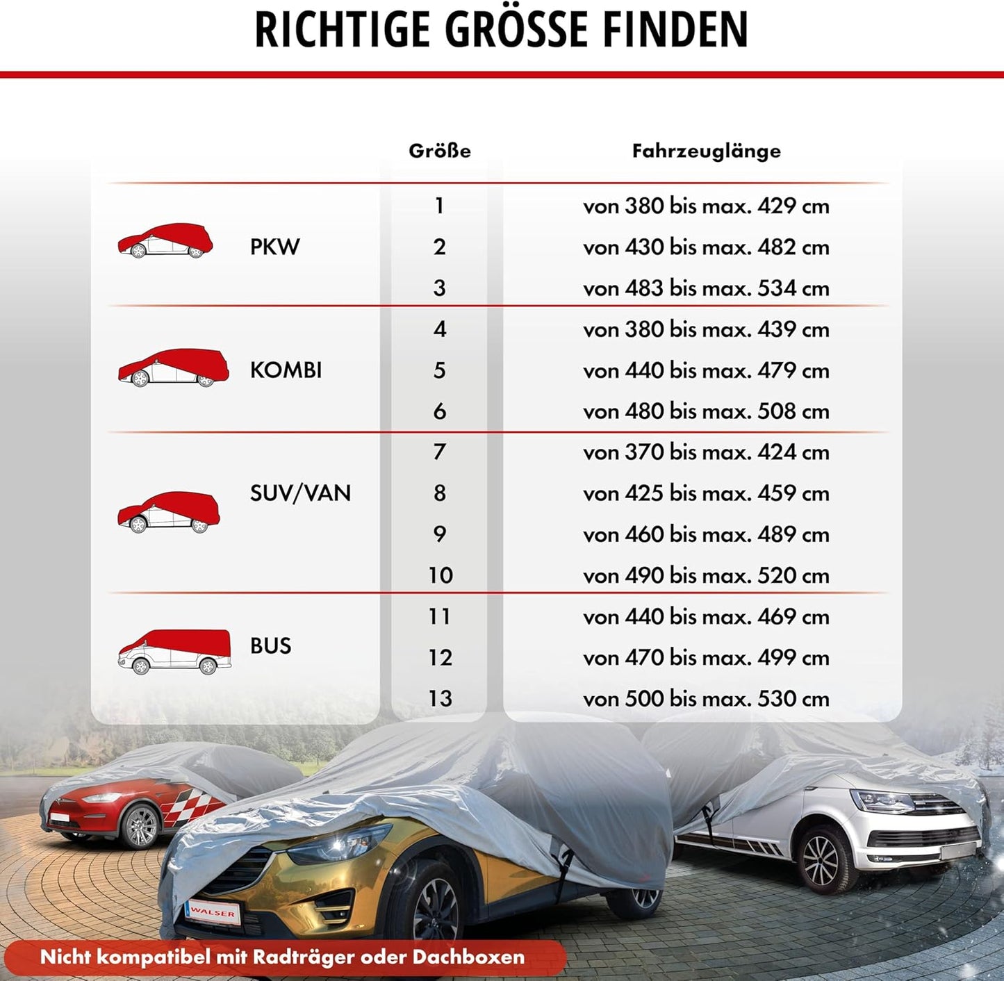 Abdeckplane Auto All Weather Plus, Autoplane Vollgarage Grösse 2 PKW grau, Grösse 2: PKW 430 - max. 482 cm Länge Anthrazit