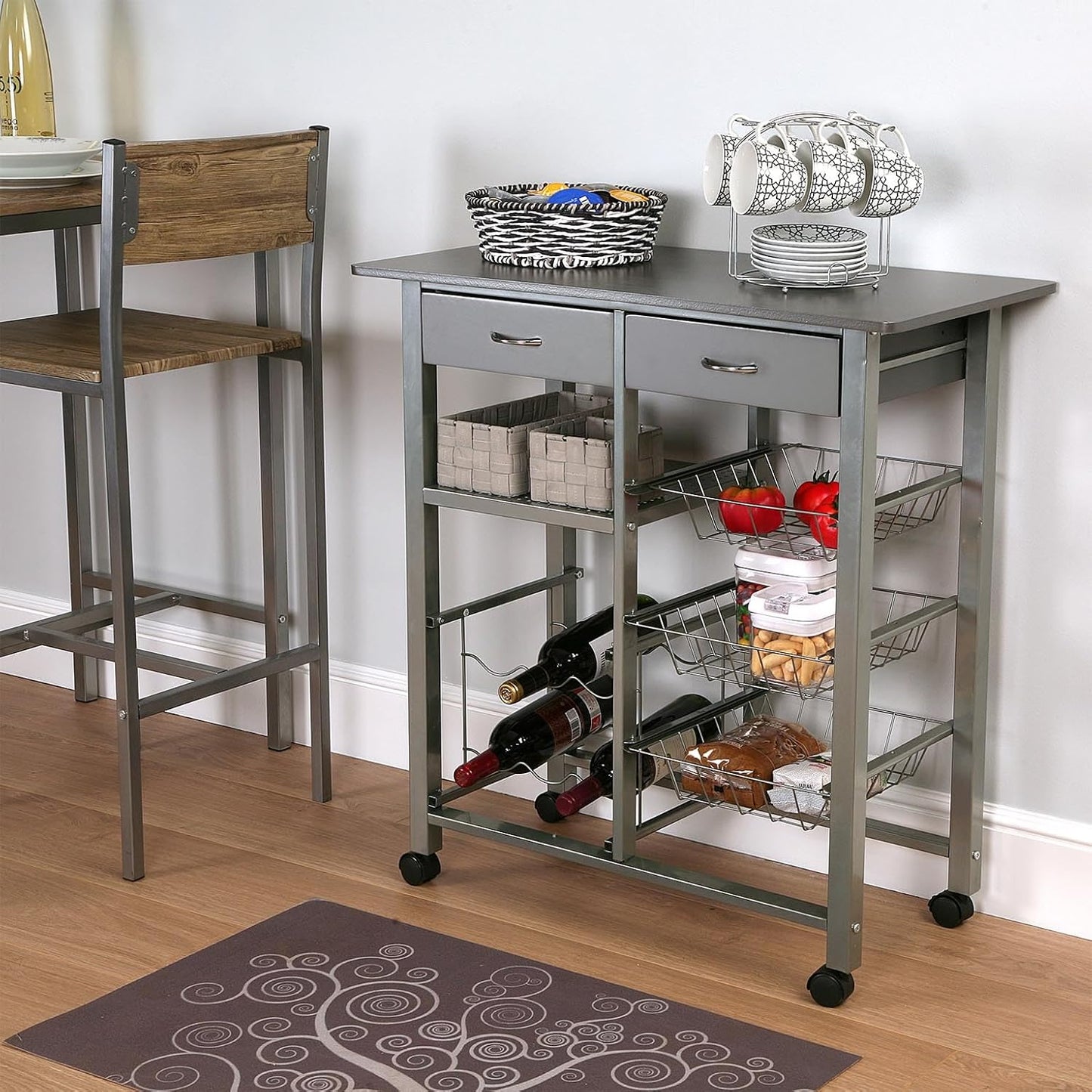 Leicester Küchenwagen, Grau / 76 x 40
