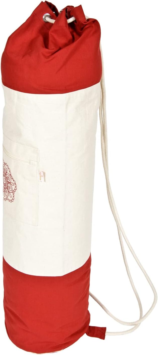 Yogatasche für Schurwollmatten, Bordeaux / Natur 75 cm