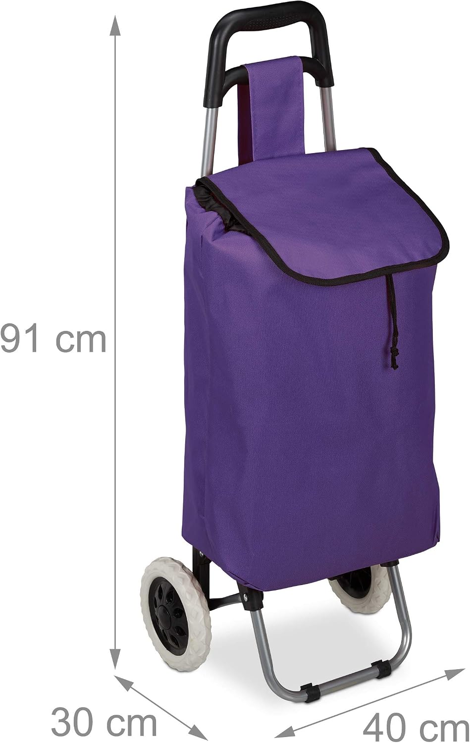 Klappbarer Einkaufstrolley mit Rollen (25 L, bis 10 kg), Lila