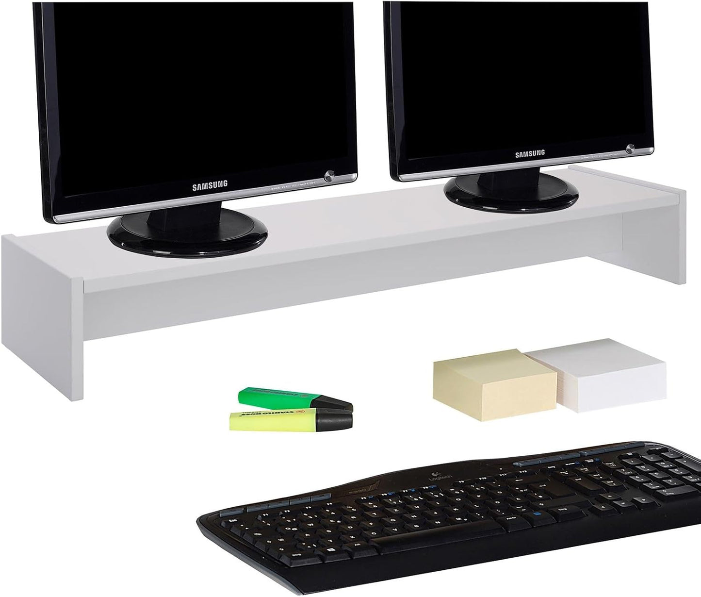 Schreibtischaufsatz für 2 Monitore, Weiss