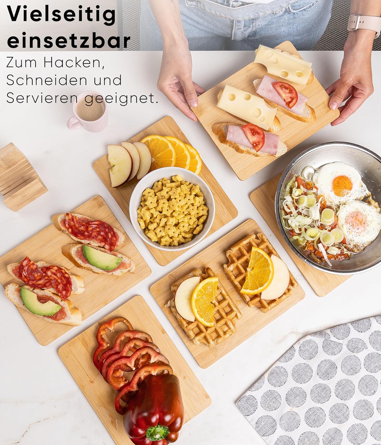 Vesperbrett-Set, 6er Set, Bambusholz