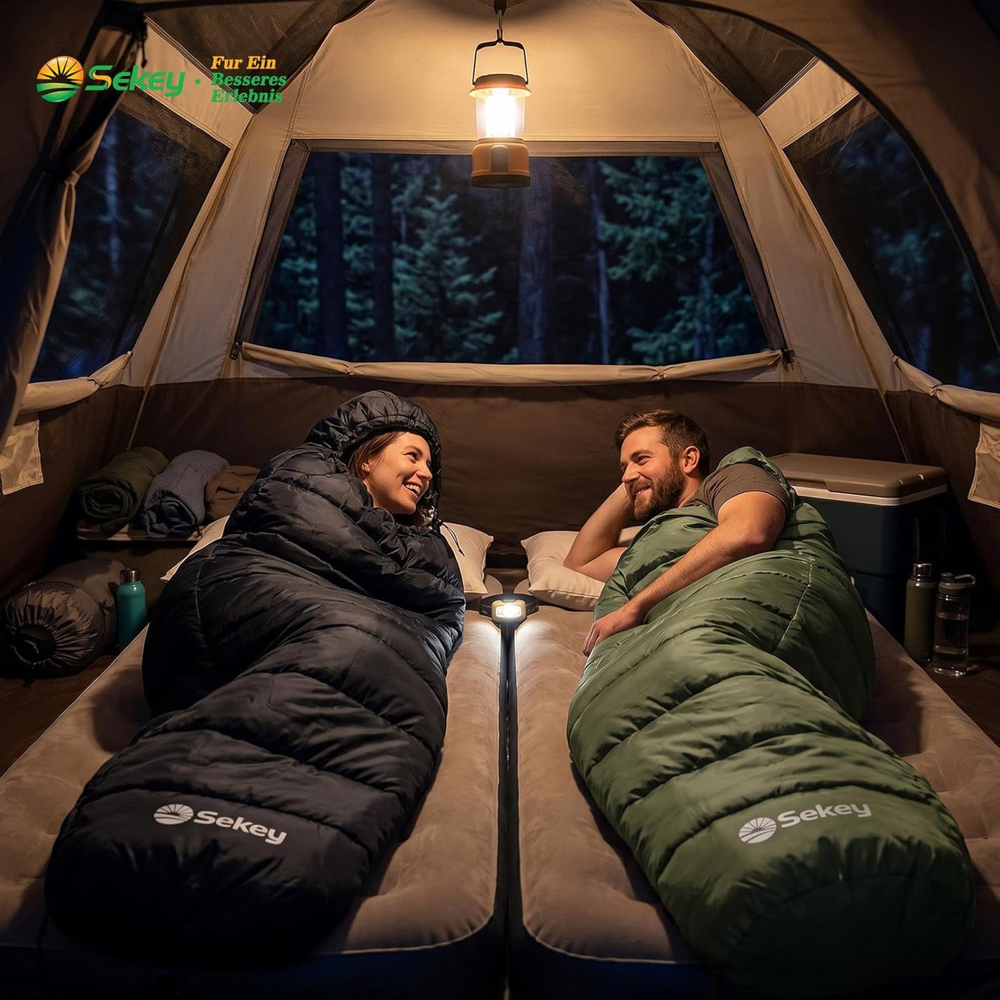 Mumienschlafsack für Erwachsene, 4 Jahreszeiten (0 °C - +5 °C) Grün
