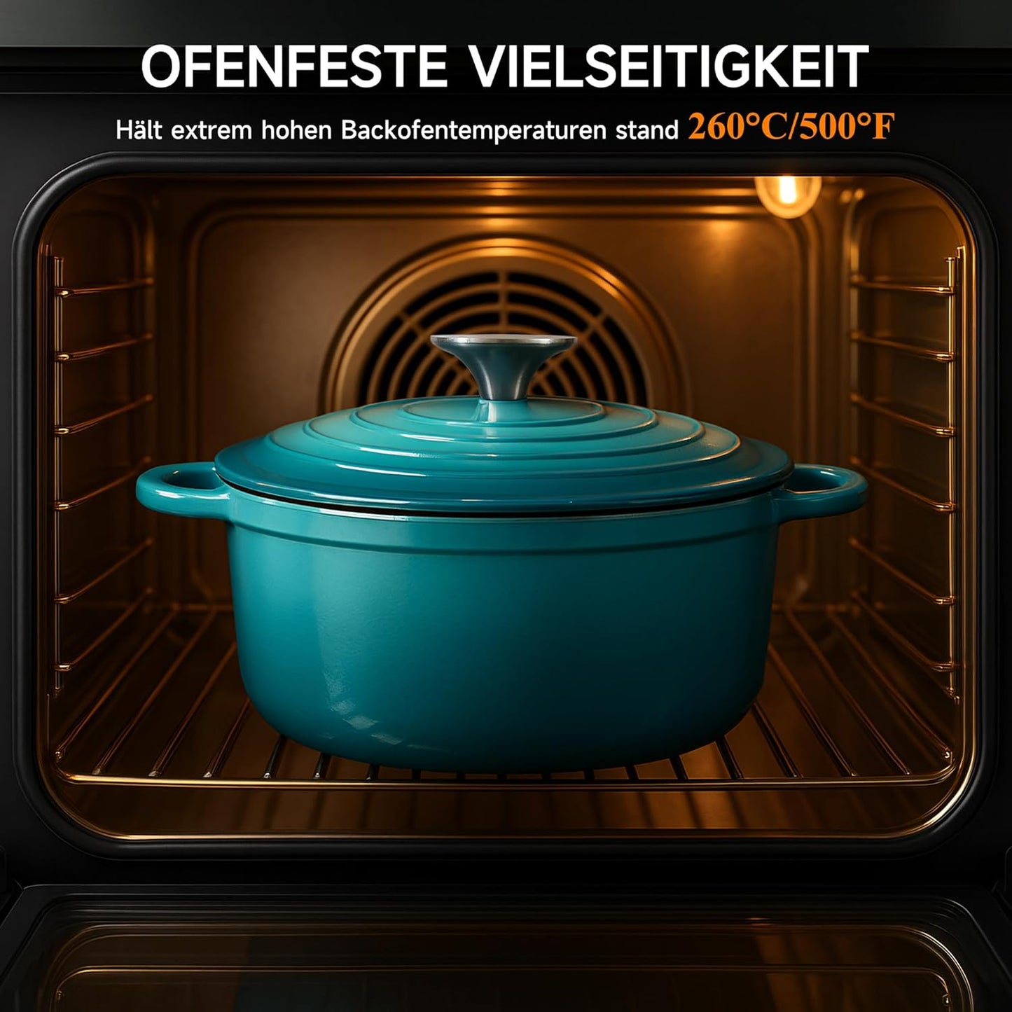 Schmortopf mit Deckel & Topflappen, 26cm/5L Blaugrün