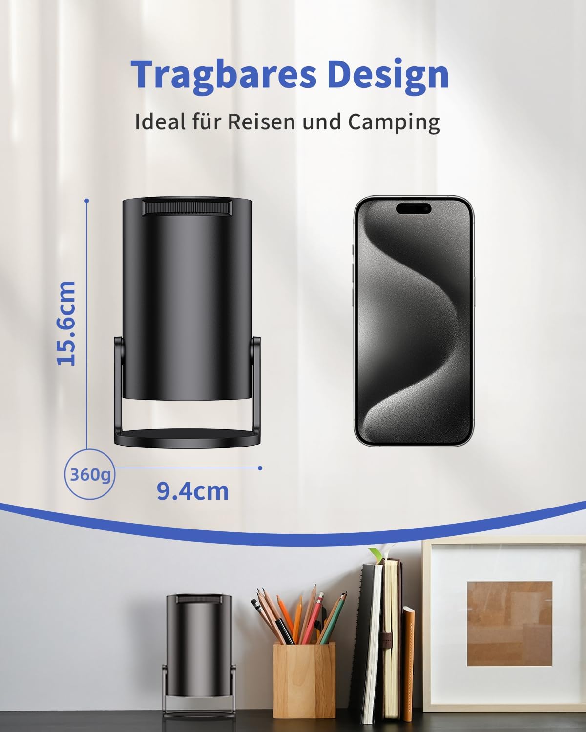 Mini Beamer ‎Y4PRO mit Wi-Fi6/Bluetooth, 1080P-Unterstützung, Schwarz