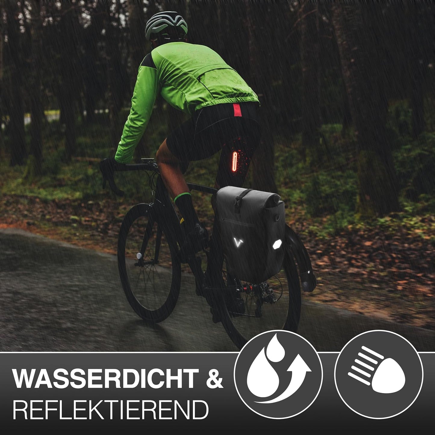 Velo Gepäckträgertasche wasserdicht, Schwarz 28L