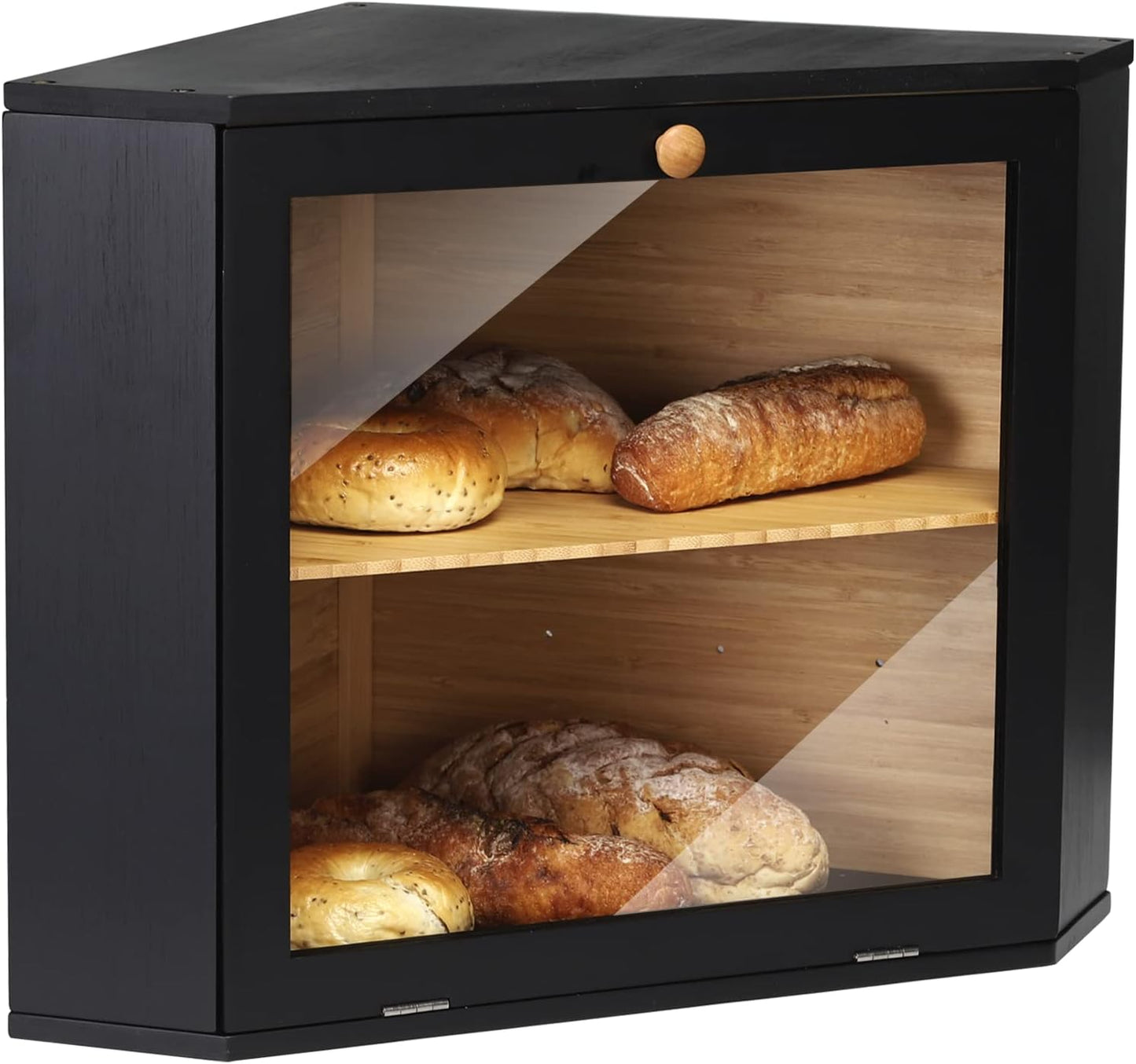 2-Etagen-Brotkasten für die Ecke, Black(32x32x34cm/12.6"x12.6"x13.4")