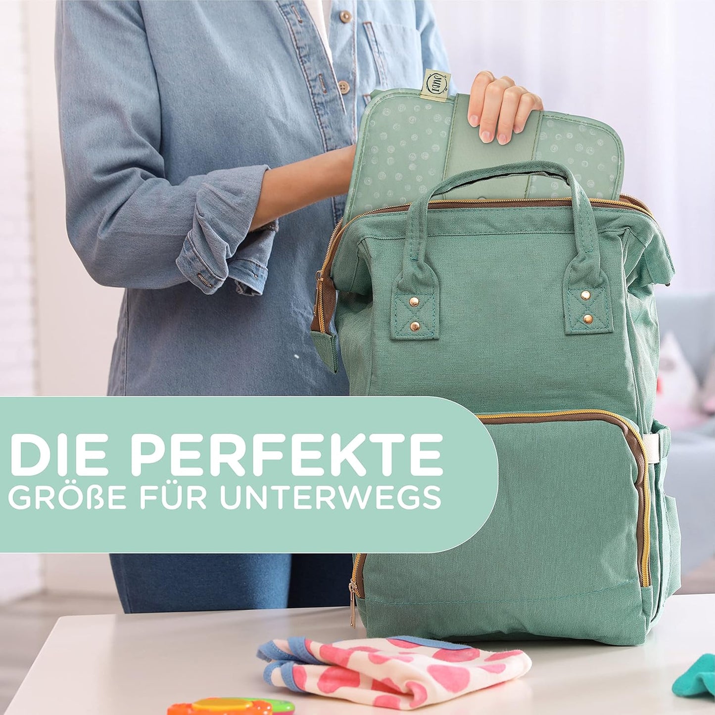 Windeltasche mit Wickelunterlage, Mint