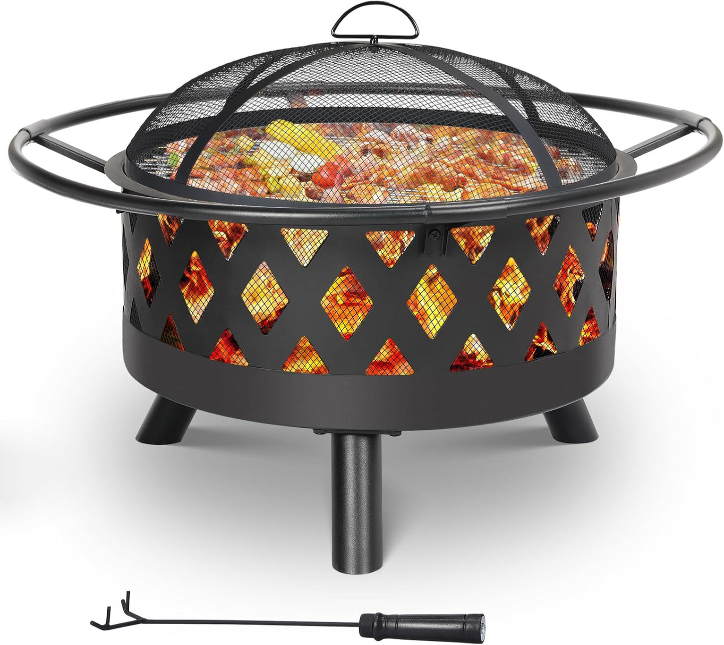 Feuerschale mit Funkenschutz & Grillrost, Ø 80cm
