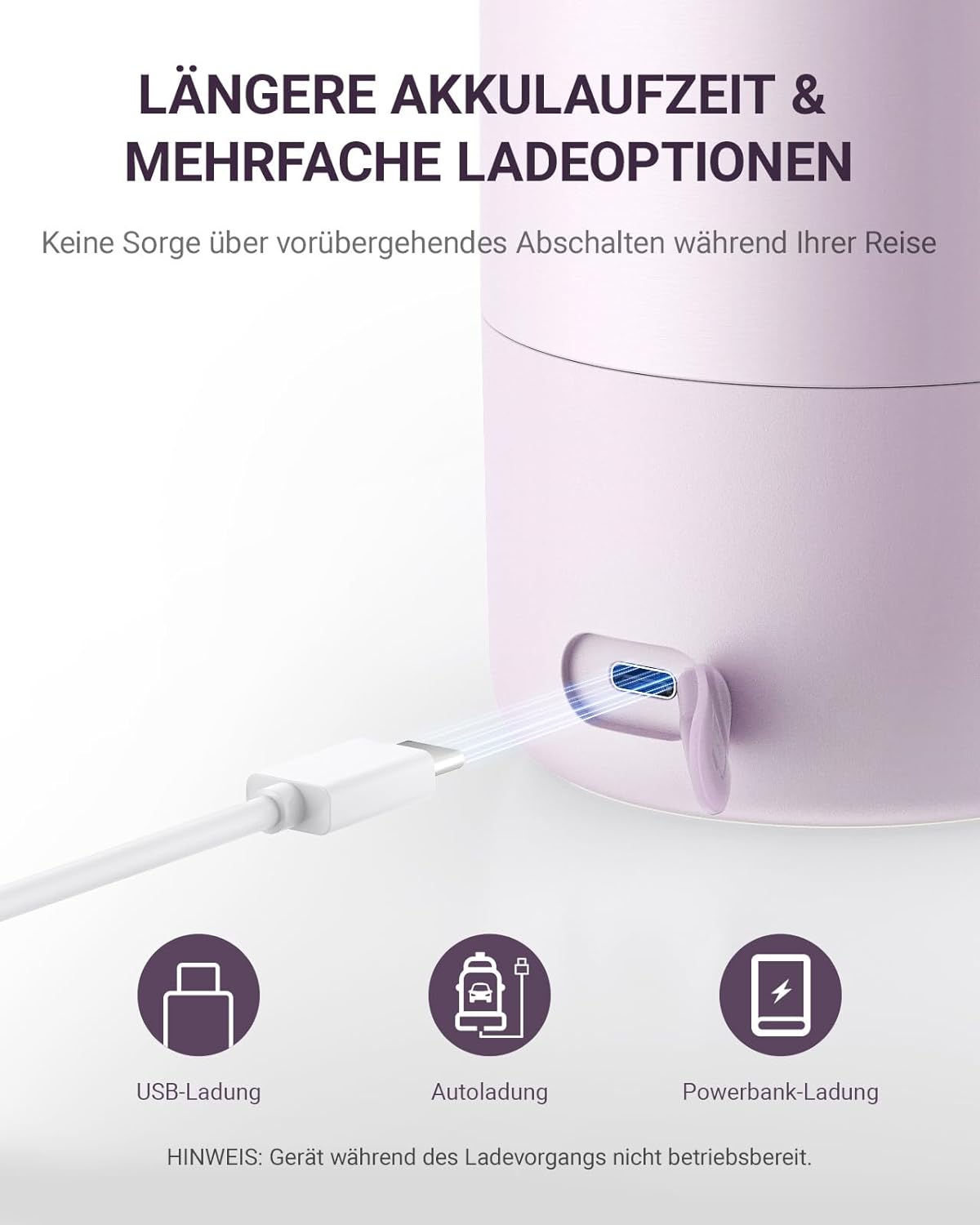 Tragbarer Flaschenwärmer mit Sterilisator, Hell Purple