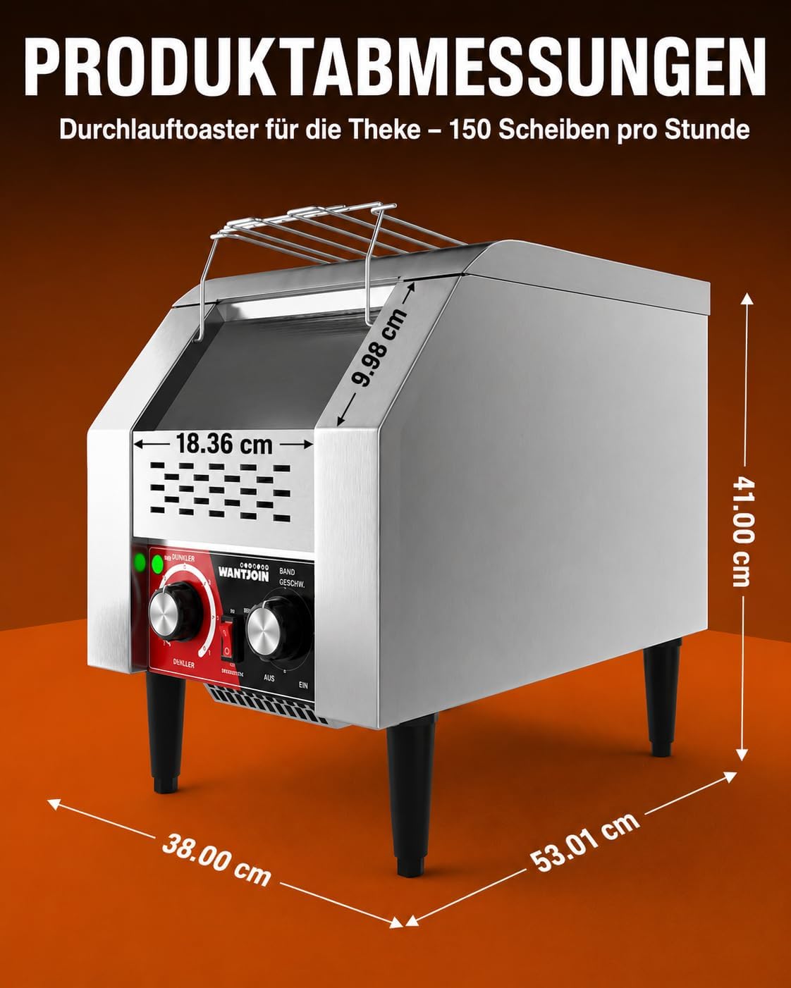 Gewerblicher Durchlauftoaster für 150 Scheiben/Stunde