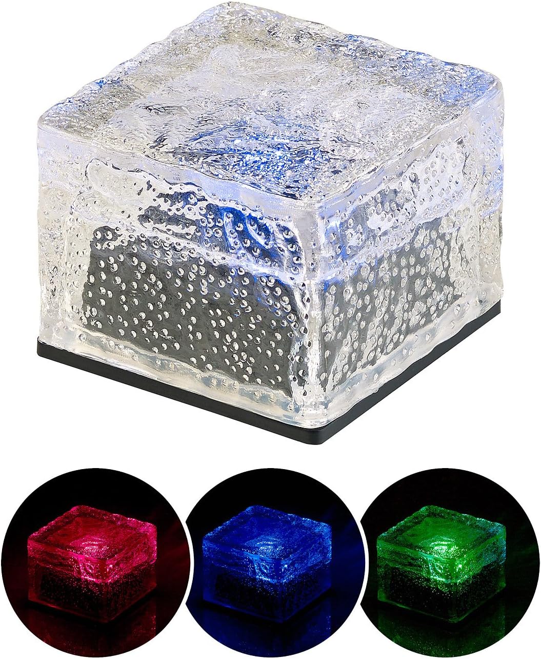 4-teiliges Solar-RGB-LED-Glasbausteine-Set mit Dämmerungssensor, 4er- Set
