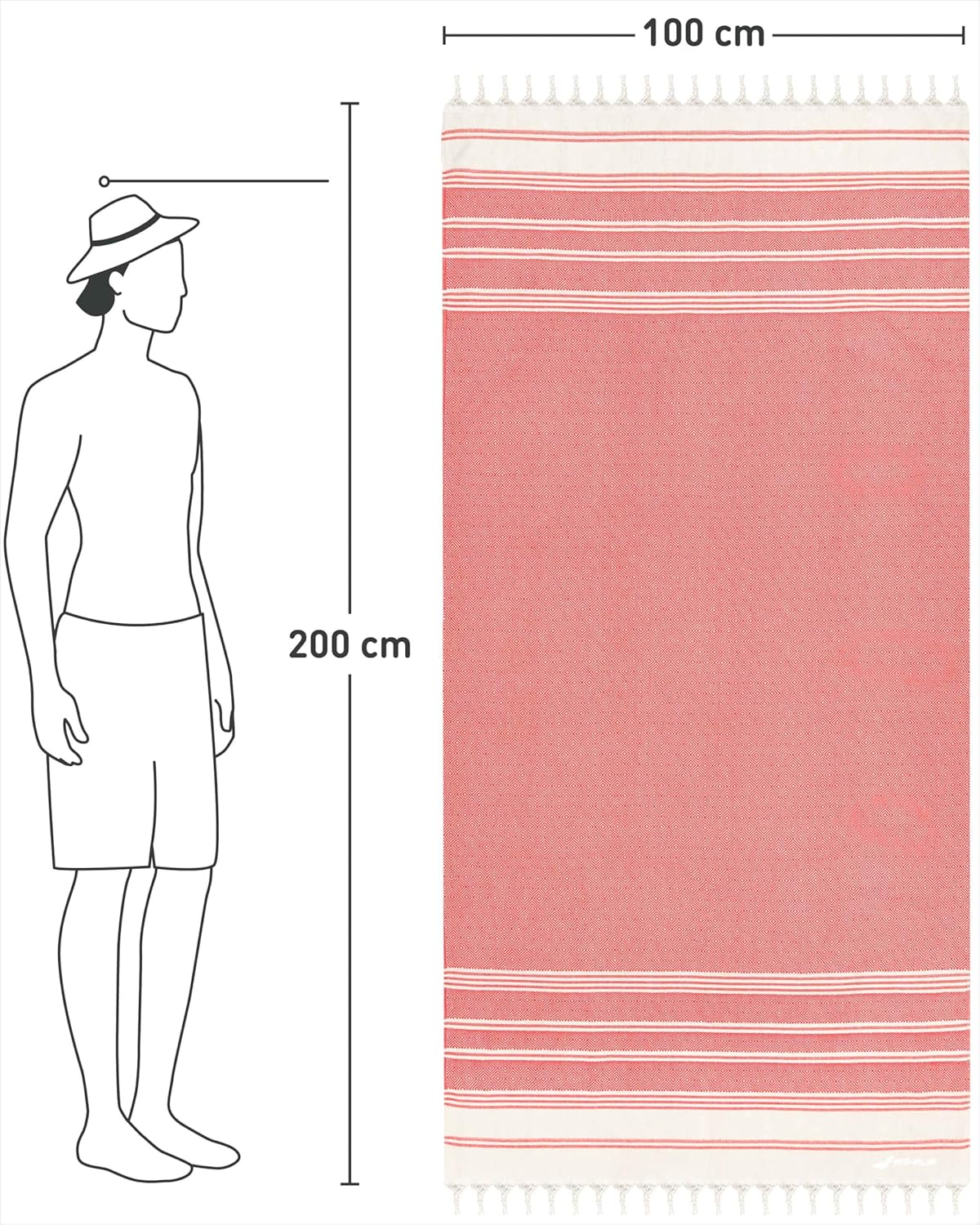 Hamamtuch, 19 Coral - Diamond 100x200cm